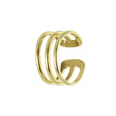 Silventi 9NBSAM-G200685 Gouden Ear Cuff - Oorklem- Oorring -  14 Karaat - 3 Dubbel - 12 x 6 mm - Goud