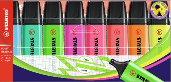 STABILO BOSS ORIGINAL - Markeerstift - Hoogste Kwaliteit - Etui Met 8  Kleuren | bol.com