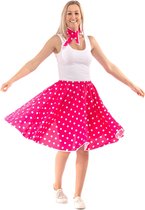 Jaren 50 Kostuum | Roze Jaren 50 Polkadot Rock And Roll Swing | Vrouw | Extra Small | Carnaval kostuum | Verkleedkleding