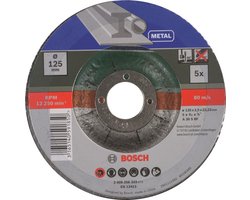 Bosch slijpschijven set - Voor metaal - 125 x 2,5 mm - gebogen - 5 stuks