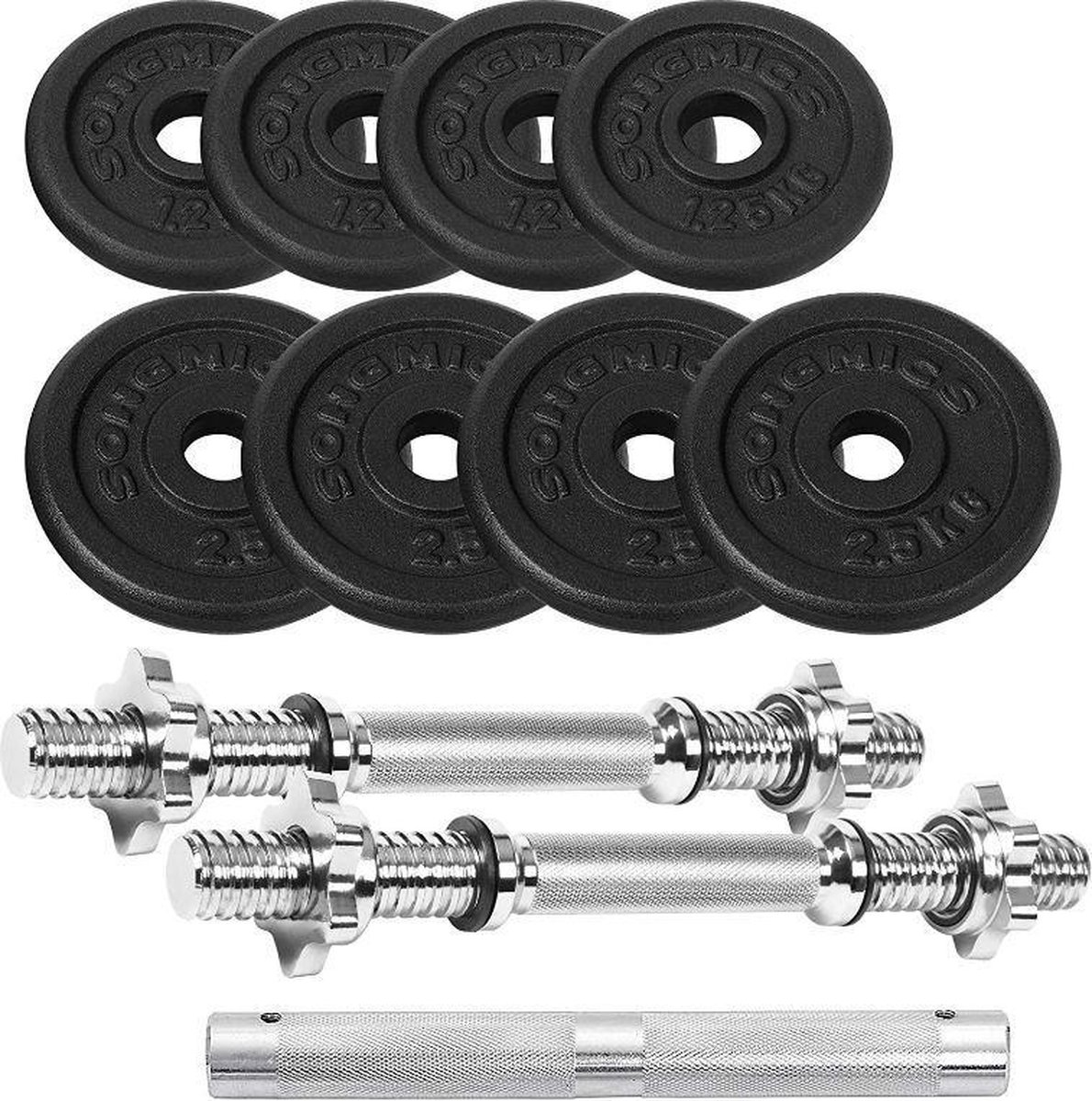 MIRA Home - halter set - stalen buis - 20 kg - fitnesstraining - 1 paar - zwart - 39.5 x 23.5 x 10.8
