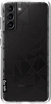 Casetastic Samsung Galaxy S21 Plus 4G/5G Hoesje - Softcover Hoesje met Design - Abstraction Lines Black Transparent Print