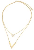 Ketting - double layered V - goud - verstelbaar 35/39+5 cm