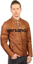 Versano Waco Leather Men's Biker Jacket Veste Homme L - Cognac
