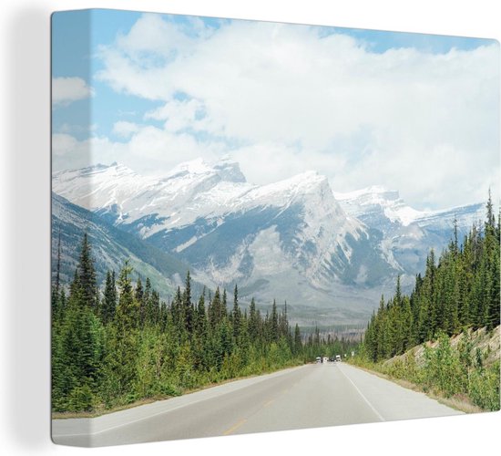 Canvas Schilderij Weg leidt naar Rocky Mountains in Colorado - 40x30 cm - Wanddecoratie