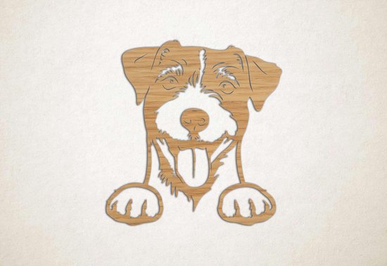 Wanddecoratie - Hond - Jack Russel 4 - M - 63x60cm - Eiken - muurdecoratie - Line Art
