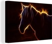Canvas Schilderij Paard - Contour - Licht - 60x40 cm - Wanddecoratie