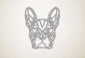 Line Art - Hond - Franse Bulldog - XS - 30x25cm - Wit - geometrische wanddecoratie