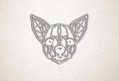 Line Art - Hond - Chihuahua - XS - 25x29cm - Wit - geometrische wanddecoratie