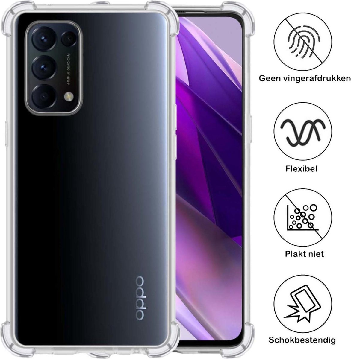 Cover Sfumata Per OPPO Find X3 Lite, Custodia Morbida In TPU, Antiurto E Antigraffio, Colore Viola/Blu