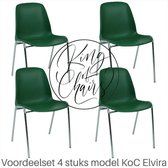 King of Chairs -set van 4- model KoC Elvira groen met verchroomd onderstel. Kantinestoel stapelstoel kuipstoel vergaderstoel tuinstoel kantine stoel stapel kantinestoelen stapelsto