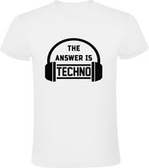 The answer is techno Heren t-shirt | technomuziek | dj | techno | muziek | festival | grappig | cadeau | Wit