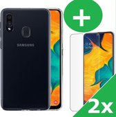 Samsung A20 Hoesje | Siliconen Hoesje Transparant | Inclusief 2 stuks Screenprotector | Samsung A20 Hoesje | Samsung A20 Screenprotector | Screenprotector Samsung A20 | Siliconen Hoesje Samsu