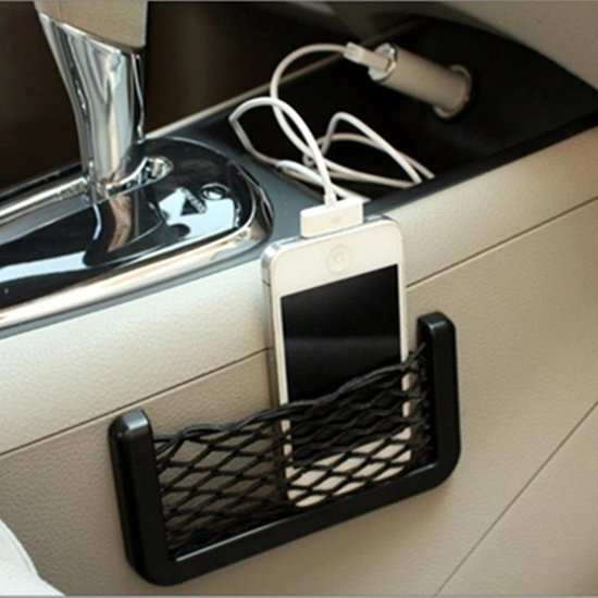 Foto: Auto opbergtas telefoon houder auto auto organizer auto plakken netto zak interieur organizer tas