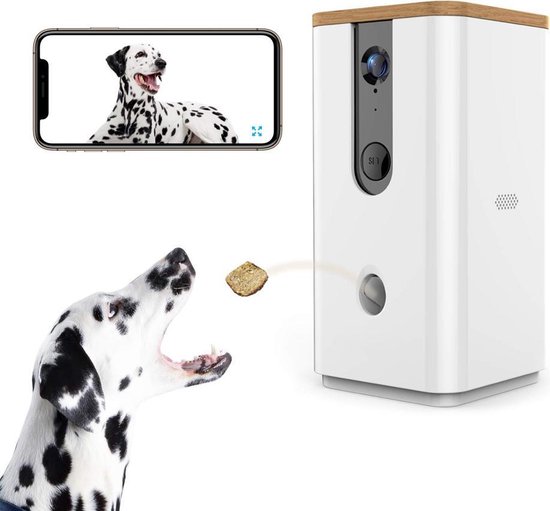 Dogness | Interactief voerautomaat snackuitgave / treat dispenser voor honden en katten|165° night vision HD camera, luidspreker/microfoon en app