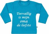 Shirt  aqua blauw met tekst. 50/56