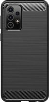 Shop4 - Samsung Galaxy A52 Hoesje - Zachte Back Case Brushed Carbon Zwart