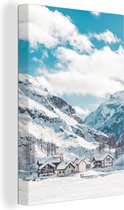 Canvas Schilderij Alpen - Sneeuw - Bergen - 40x60 cm - Wanddecoratie