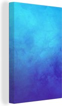 Canvas Schilderij Waterverf - Blauw - Abstract - 80x120 cm - Wanddecoratie