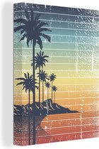 Illustration Vintage d'une plage tropicale 60x80 cm - Tirage photo sur toile (Décoration murale salon / chambre) / Mer et plage