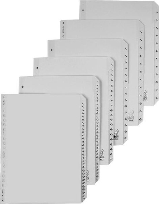 Kangaro tabblad A4 cijfers PP 120 micron 23r. 15 delig grijs Kangaro tabblad A4 cijfers PP 120 micron 23r. 15 delig grijs