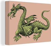 Illustration d'une toile de dragon médiéval 2cm 40x30 cm - petit - Tirage photo sur toile (Décoration murale salon / chambre) / Peintures sur toile animaux sauvages