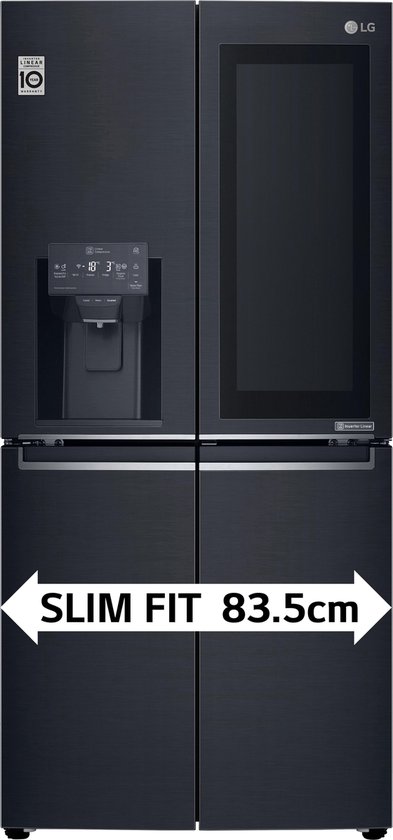 Koelkast: LG GMX844MCBF Amerikaanse koelkast met InstaView™ Door-in-Door™ - Smal design - 508L inhoud - DoorCooling+™ - Water- en ijsdispenser met UVnano™ - Inverter Linear Compressor, van het merk LG