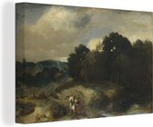Canvas Schilderij Een Landschap met Tobias en de Engel - Schilderij van Jan Lievens - 60x40 cm - Wanddecoratie