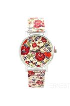 Ernest | Dames horloge met rekband | Red Flowers Beige