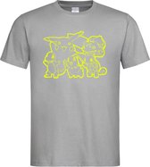 Grijs T-shirt ' Pokemon / Figuren ' Geel maat XL