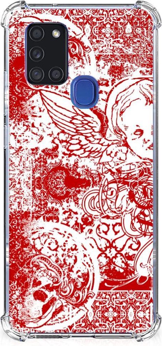 Extreme Case Samsung Galaxy A21s Angel Skull Rood