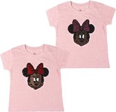 Disney - Minnie Mouse - kleuter/kinder - T-shirt - Jersey katoen - reversable pailletten - roze - maat 110