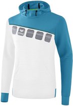 Erima Teamline 5-C Sweatshirt met Capuchon Kind Wit-Oriental Blue-Colonial Blue Maat 152