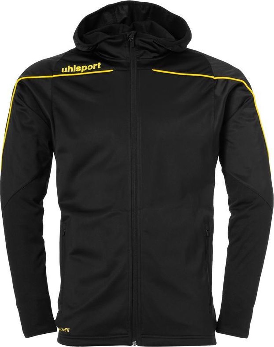 Uhlsport Stream 22 Trainingsjas Met Capuchon Zwart-Limoen Geel Maat M