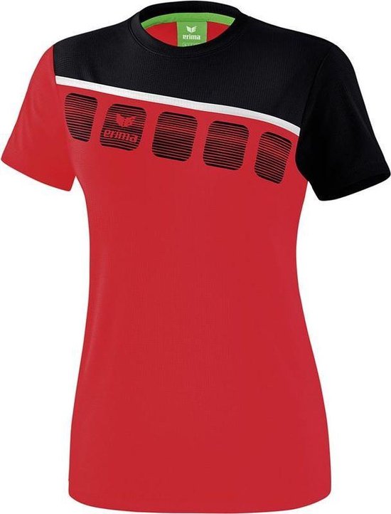 Erima Teamline 5-C T-Shirt Dames Rood-Zwart-Wit Maat 46