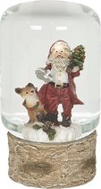 Clayre & Eef Sneeuwbol Kerstmis Kerstman Ø 5*9 cm Rood Kunststof / Glas Rond Snowglobe