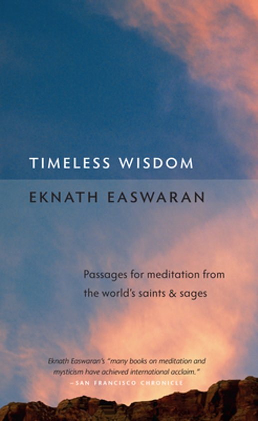 Livre 'Timeless Wisdom' d'Eknath Easwaran, avec un ciel en arrière-plan.