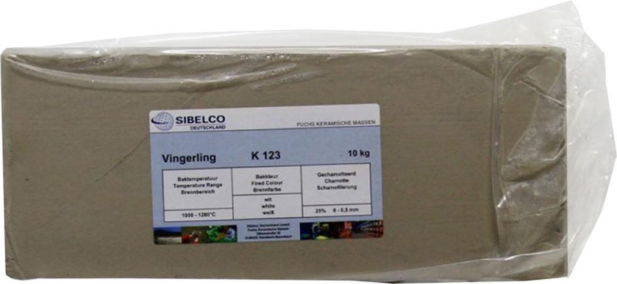 Boetseerklei Sibelco K123 - Klei - Chamotte - blok klei van 10 kg - wit
