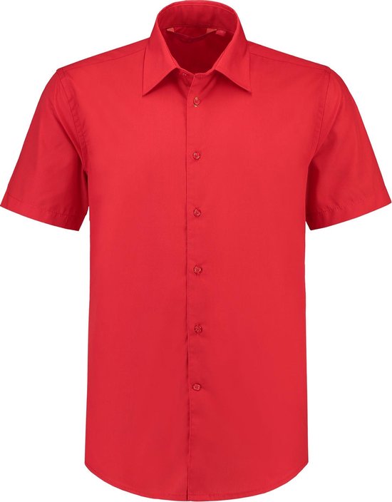 L&S Shirt poplin mix met korte mouwen voor heren rood - 6XL