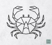Laserfabrique Wanddecoratie - Geometrische Krab - Medium - Zwart - Geometrische dieren en vormen - Houten dieren - Muurdecoratie - Line art - Wall art