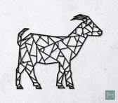 Laserfabrique Wanddecoratie - Geometrische Geit - Medium - Zwart - Geometrische dieren en vormen - Houten dieren - Muurdecoratie - Line art - Wall art