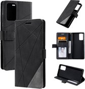 Voor Samsung Galaxy Note20 Skin Feel Splicing Horizontale flip lederen tas met houder & kaartsleuven & portemonnee & fotolijst (zwart)