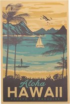 Poster - Vintage Retro Aloha Hawaii - 51 X 35 Cm - Multicolor
