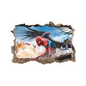 Muursticker Spiderman | Spider-Man door muur (3D-effect) | Muursticker superheld Marvel Avengers | Deursticker Kinderkamer Jongenskamer | 50 x 70 cm - Topkwaliteit