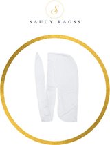 Saucy ragss – Durag – Premium kwaliteit zijdezachte durag – Lange bandjes – wave cap – durag waves – Durag silky – Zijden materiaal – Goede stretch – WIT