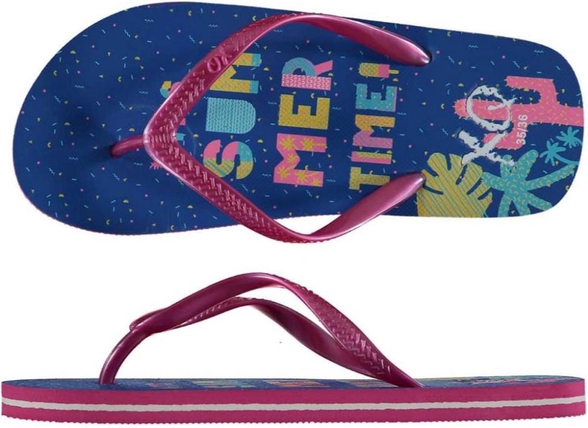 XQ Footwear Slippers Summer Time Meisjes Blauw/roze Maat 25-26 - Schoenen.nl