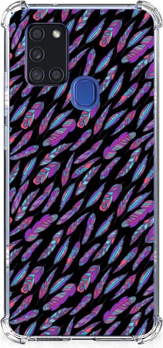 Samsung Galaxy A21s Doorzichtige Silicone Hoesje Feathers Color