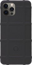 RUGGED SHIELD Rubber Bumper Case Hoesje Geschikt Voor iPhone 12 (Pro) - Zwart