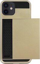 ADEL Kunststof Back Cover Hardcase Hoesje Geschikt voor iPhone 12 Mini - Pasjeshouder Goud