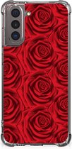 GSM Hoesje Samsung Galaxy S21 Anti Shock Case met transparante rand Red Roses